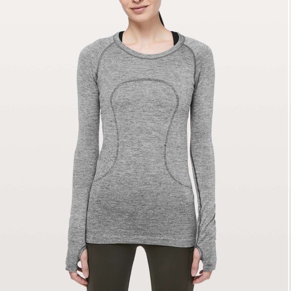 Lululemon Rare Swiftly Tech Long Sleeve Crew *Sparkle Black/White/Silver size 8 - Picture 1 of 10